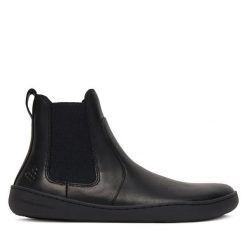 Sztyblety Vivo Barefoot. Czarne botki Vivo Barefoot, bez wzorów, bez obcasa, na płaskiej podeszwie, bez zapięcia. Za 789.99 zł.