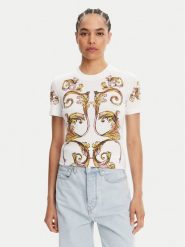 Versace Jeans Couture T-Shirt 78HAH6P8 Biały Slim Fit. Białe t-shirty Versace Jeans Couture, s, bez wzorów, z bawełny, bez kołnierzyka, bez ramiączek. Za 559.99 zł.