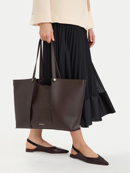 GINO ROSSI Torebka C-LX10146 Brązowy ciemny. Brązowe shopper Gino Rossi, bez wzorów, ze skóry, bez dodatków. Za 329.99 zł.