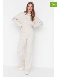 Trendyol 2-częściowy zestaw w kolorze jasnoszarym rozmiar: L. Szare swetry Trendyol, l, bez wzorów, ze splotem, bez ramiączek. Za 86.99 zł.