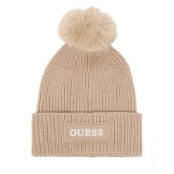 Czapka Guess. Brązowe czapki Guess, z aplikacjami. Za 154.99 zł.