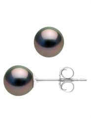 Pearl Addict Kolczyki-wkrętki z perłami w kolorze tahiti rozmiar: onesize. Niebieskie kolczyki Pearl Addict, z perłą, złote. Za 817.99 zł.