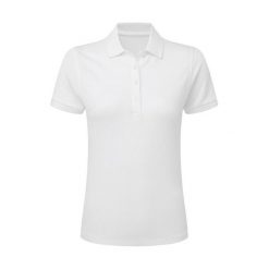 Damska Koszulka Polo Signature Stretch Bez Metki. Białe koszulki polo SG, s, bez wzorów, bez kołnierzyka, bez ramiączek. Za 98.99 zł.