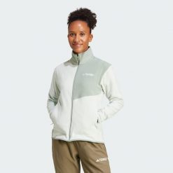 Bluza Terrex Multi Full-Zip Fleece. Zielone bluzy Adidas, l, bez wzorów, z materiału, bez kaptura. W wyprzedaży za 260.45 zł.