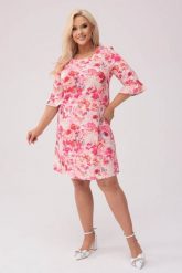 Trapezowa sukienka Ella - Kwiatowa Elegancja PLUS SIZE XXL OVERSIZE WIOSNA. Sukienki Moda Size Plus Iwanek, na imprezę, na wiosnę, plus size, bez wzorów, z elastanu, eleganckie, bez kołnierzyka, plus size, bez ramiączek, mini, dopasowane. W wyprzedaży za 189.90 zł.