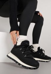 Czarne Sneakersy Typu Śniegowce na Tłoczonej Platformie Sierrna. Czarne trapery i śniegowce Renee. Za 109.99 zł.
