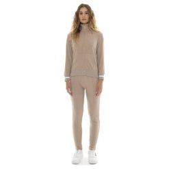 Bluza z zamek błyskawiczny na co dzień na siłownię. Brązowe bluzy LEONE 1947 APPAREL, bez wzorów, z dresówki, bez kaptura. W wyprzedaży za 224.31 zł.