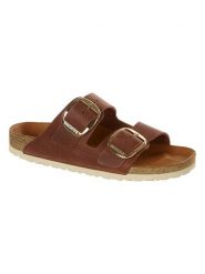 Birkenstock Skórzane klapki "Arizona" w kolorze brązowym rozmiar: 40. Brązowe klapki Birkenstock, bez wzorów, z otwartym noskiem, bez obcasa. Za 554.95 zł.
