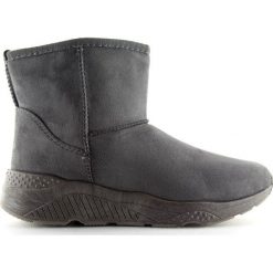 Śniegowce damskie szare D009 Grey. Szare botki ButyModne, na zimę, bez wzorów, bez obcasa, bez zapięcia. W wyprzedaży za 79.00 zł.