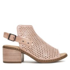 Sandały Rieker. Żółte sandały Rieker, bez wzorów, bez obcasa, na słupku, bez zapięcia. Za 259.99 zł.