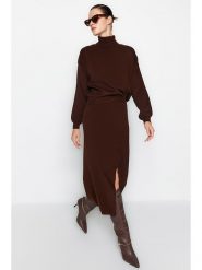 Trendyol 2-częściowy zestaw w kolorze ciemnobrązowym rozmiar: S. Brązowe golfy Trendyol, s, bez wzorów, bez ramiączek. Za 102.95 zł.