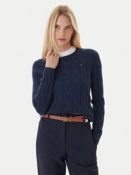 Tommy Hilfiger Sweter WW0WW43586 Granatowy Regular Fit. Niebieskie swetry TOMMY HILFIGER, xxl, bez wzorów, z wełny, bez ramiączek. Za 649.99 zł.