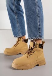 Brązowe Trapery Zdobione Wzorzystymi Wstawkami Vetiane. Brązowe trapery i śniegowce Born2be, z materiału. Za 129.99 zł.