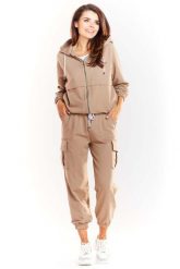Beżowa Krótka Rozpinana Bluza z Kapturem. Brązowe bluzy Infinite You, l, bez wzorów, z bawełny, z kapturem. Za 194.90 zł.