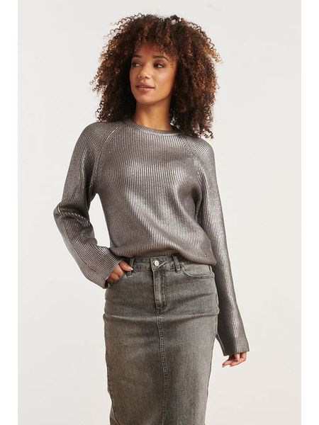 Smashed Lemon Sweter w kolorze srebrnym rozmiar: XS. Szare swetry Smashed Lemon, xs, bez wzorów, bez ramiączek. Za 124.95 zł.