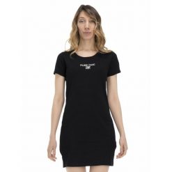 Damski T-shirt maxi w odcieniach ziemi. Czarne t-shirty LEONE 1947 APPAREL, l, bez wzorów, z tkaniny, bez kołnierzyka, bez ramiączek. W wyprzedaży za 111.80 zł.