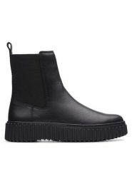 Clarks Sztyblety Torhill Maple 26173858 Czarny. Czarne botki Clarks, bez wzorów, ze skóry, bez obcasa, na płaskiej podeszwie, bez zapięcia. Za 663.71 zł.