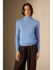 Perfect Cashmere Kaszmirowy sweter "Evelina" w kolorze błękitnym rozmiar: M. Niebieskie swetry Perfect Cashmere, m, bez wzorów, z kaszmiru, bez ramiączek. Za 312.58 zł.