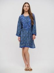 BLE Tunika w kolorze niebieskim rozmiar: M/L. Niebieskie tuniki BLE, na co dzień, l, bez wzorów, bez kołnierzyka, bez ramiączek. Za 149.31 zł.