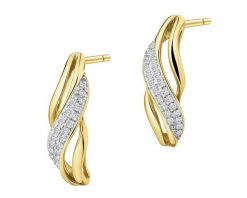 Kolczyki z żółtego złota z diamentami - 0,08 ct - próba 585. Żółte kolczyki Apart, z diamentem, złote. Za 2,259.00 zł.