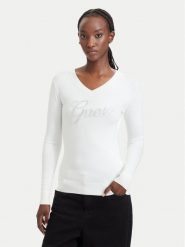 Guess Sweter W6YR29 Z0977 Kremowy Regular Fit. Białe swetry Guess, xl, z aplikacjami, z wiskozy, bez ramiączek. Za 344.99 zł.