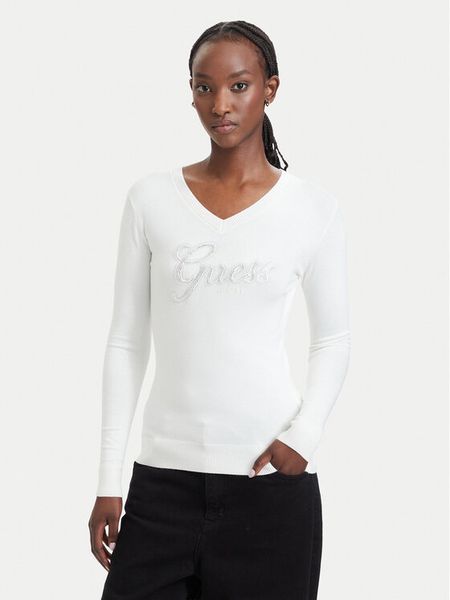 Guess Sweter W6YR29 Z0977 Kremowy Regular Fit. Białe swetry Guess, xs, z aplikacjami, z wiskozy, bez ramiączek. Za 278.99 zł.