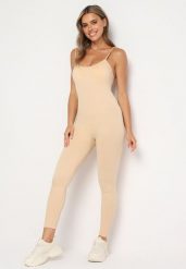Beżowy Kombinezon Bodycon z Cienkimi Ramiączkami Nevithas. Brązowe sukienki Born2be, na co dzień, l, bez wzorów, z jeansu, klasyczne, bez kołnierzyka, bez ramiączek, bodycon. Za 74.99 zł.