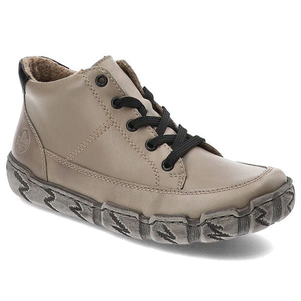 Beżowe Botki Rieker Damskie Eleganckie Obuwie Na Jesień. Brązowe botki Rieker, na jesień, bez wzorów, bez obcasa, bez zapięcia. Za 279.99 zł.