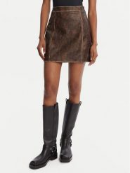 Guess Spódnica z imitacji skóry W5YD46 WHDI0 Brązowy Regular Fit. Brązowe spódnice Guess, xl, z aplikacjami, ze skóry. Za 479.99 zł.