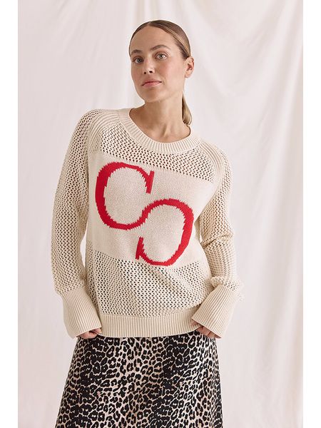 Cotton Candy Sweter "Daliah" w kolorze beżowo-czerwonym rozmiar: XS. Brązowe swetry Cotton Candy, xs, bez wzorów, z bawełny, bez ramiączek. Za 214.70 zł.