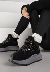 Czarne Sneakersy Śniegowce Vices na Platformie w Sportowym Stylu Nelsella. Czarne trapery i śniegowce Renee, z jeansu. Za 119.99 zł.