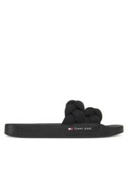 Tommy Jeans Klapki Tjw Braided Slide EN0EN02764 Czarny. Czarne klapki Tommy Jeans, bez wzorów, z jeansu, bez obcasa. Za 139.99 zł.