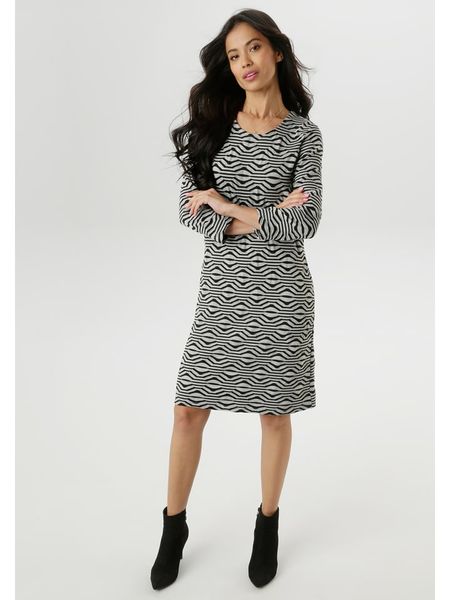 Aniston Sukienka w kolorze szaro-czarnym rozmiar: 40. Szare sukienki Aniston, na co dzień, bez wzorów, bez kołnierzyka, bez ramiączek, midi, proste. Za 104.39 zł.