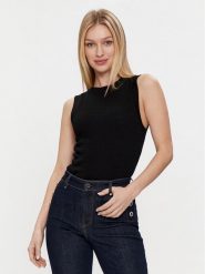 Guess Bluzka Denisa W4GP09 KC790 Czarny Regular Fit. Czarne bluzki Guess, l, z aplikacjami, z bawełny, bez kołnierzyka, bez ramiączek. Za 169.99 zł.