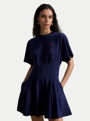Polo Ralph Lauren Sukienka codzienna 211A96342004 Granatowy Slim Fit. Niebieskie sukienki Polo Ralph Lauren, na co dzień, l, bez wzorów, z bawełny, bez kołnierzyka, bez ramiączek, proste. Za 989.99 zł.