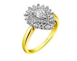 Pierścionek z żółtego złota z diamentami - SI1/G - 0,85 ct - próba 585. Żółte pierścionki Apart, z diamentem, złote. Za 17,990.00 zł.