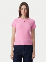 Tommy Jeans T-Shirt Essential DW0DW17383 Różowy jasny Slim Fit. Czerwone t-shirty Tommy Jeans, l, bez wzorów, z bawełny, bez kołnierzyka, bez ramiączek. Za 149.99 zł.