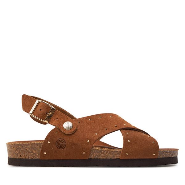 Sandały Genuins. Brązowe sandały Genuins, bez wzorów, bez obcasa, na płaskiej podeszwie, bez zapięcia. Za 339.99 zł.