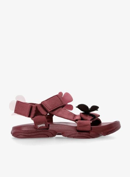 Sandały damskie Camper Karst Sandal. Czerwone sandały Camper, bez wzorów, z otwartym noskiem, bez obcasa, bez zapięcia. Za 444.39 zł.
