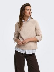 ONLY Sweter w kolorze beżowym rozmiar: S. Brązowe swetry Only, s, bez wzorów, bez ramiączek. Za 89.95 zł.