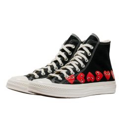 Converse Comme des Garçons Play Multi Red Heart Chuck Taylor All Star '70 High. Czarne trampki Converse, bez wzorów, bez zapięcia. Za 716.67 zł.