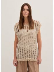 STEFANEL Sweter w kolorze beżowym rozmiar: XS. Brązowe swetry Stefanel, xs, bez wzorów, z bawełny, bez ramiączek. Za 260.99 zł.