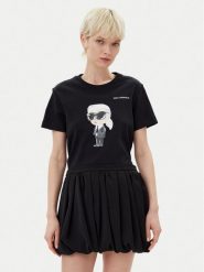 KARL LAGERFELD T-Shirt A1W17130 Czarny Regular Fit. Czarne t-shirty KARL LAGERFELD, xs, bez wzorów, z bawełny, bez kołnierzyka, bez ramiączek. Za 259.99 zł.