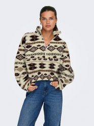 ONLY Bluza polarowa w kolorze beżowo-czarnym rozmiar: M. Brązowe bluzy Only, m, bez wzorów, z polaru, bez kaptura. Za 136.45 zł.