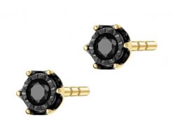 Kolczyki z żółtego złota z czarnymi brylantami - 0,05 ct - próba 585. Czarne kolczyki Apart, z brylantem, złote. Za 1,129.00 zł.