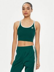 Adidas Top adicolor 3-Stripes JD4614 Zielony Slim Fit. Zielone topy Adidas, l, bez wzorów, z bawełny, bez kołnierzyka, bez ramiączek. Za 89.99 zł.