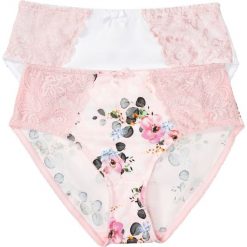 Figi z wysokim stanem z delikatną koronką (2 pary). Czerwone figi bonprix, bez wzorów, z koronki. Za 74.99 zł.
