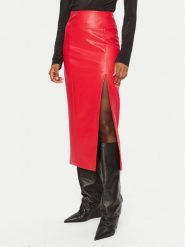 BARDOT Spódnica skórzana 58855SB3 Czerwony Slim Fit. Czerwone spódnice Bardot, bez wzorów, z syntetyku. Za 219.99 zł.