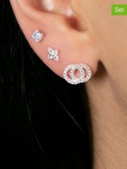 Lodie Silver Srebrne kolczyki-wkrętki (3 szt.) z cyrkoniami rozmiar: onesize. Szare kolczyki Lodie Silver, z cyrkonią, srebrne. Za 63.95 zł.