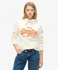 Superdry Bluza z kapturem Neon Vl Emb Graphic z bawełny ekologicznej. Białe bluzy Superdry, bez wzorów, z bawełny, z kapturem. Za 387.20 zł.